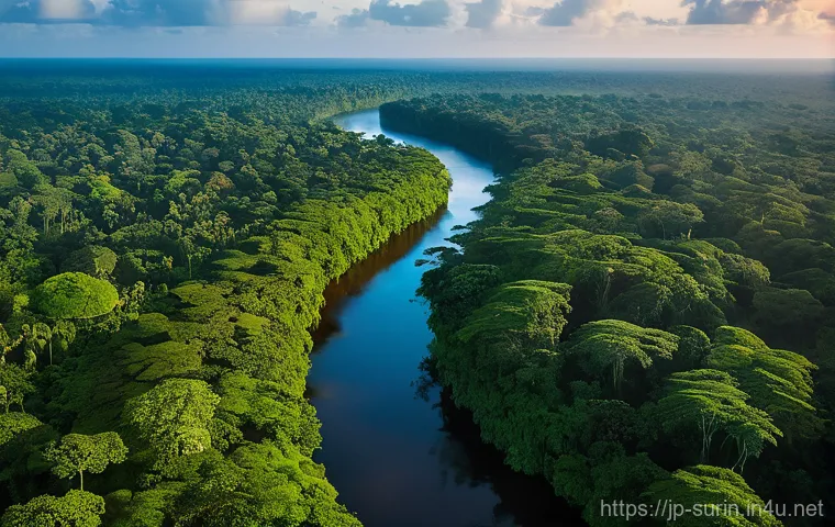 수리남에서 동물 보호 및 환경 보호 운동 - Image Prompt 1: The Green Heart of Suriname**